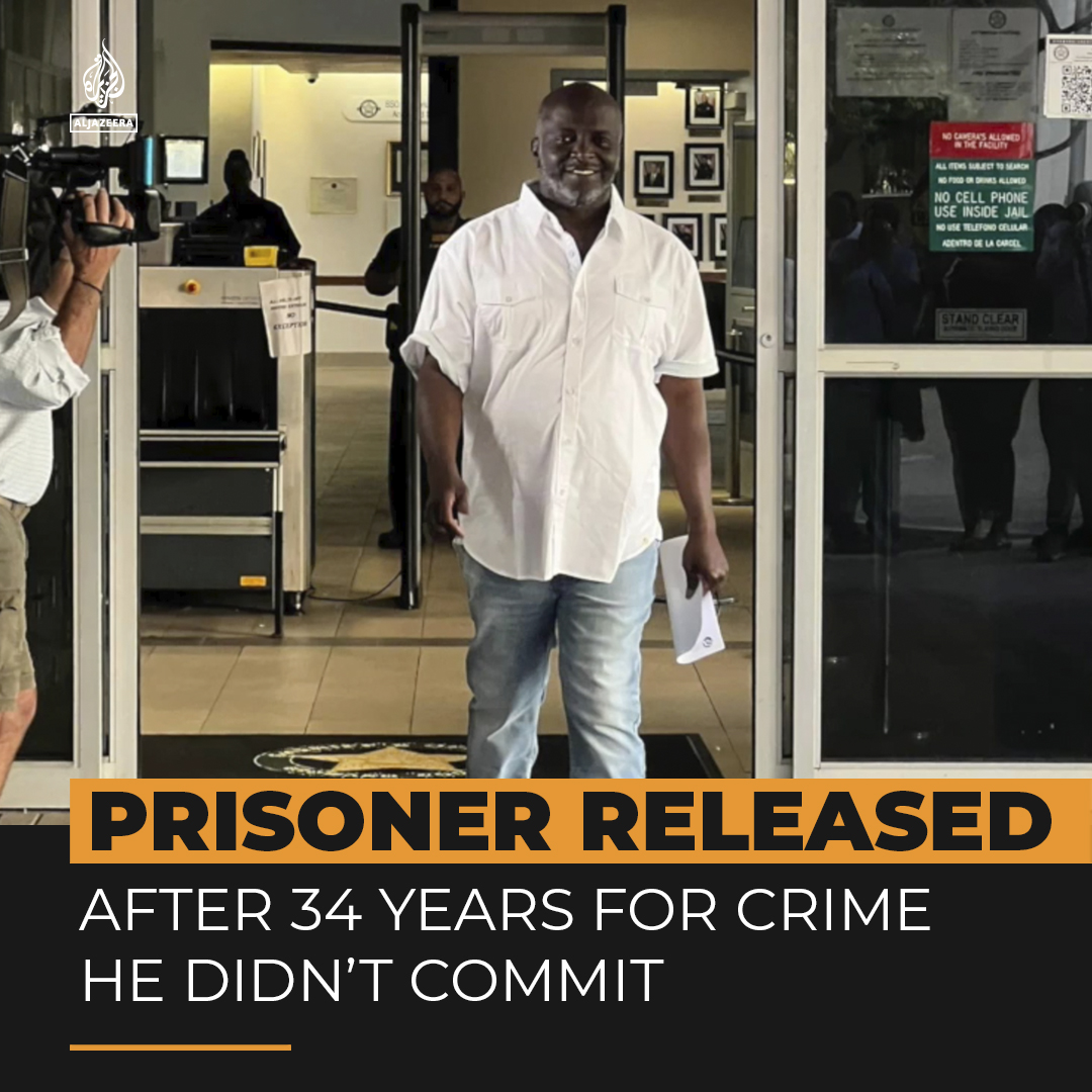 Watch the moment a US man walked free after serving 34 years of a 400-year sentence for a crime he didn’t commit ⤵️