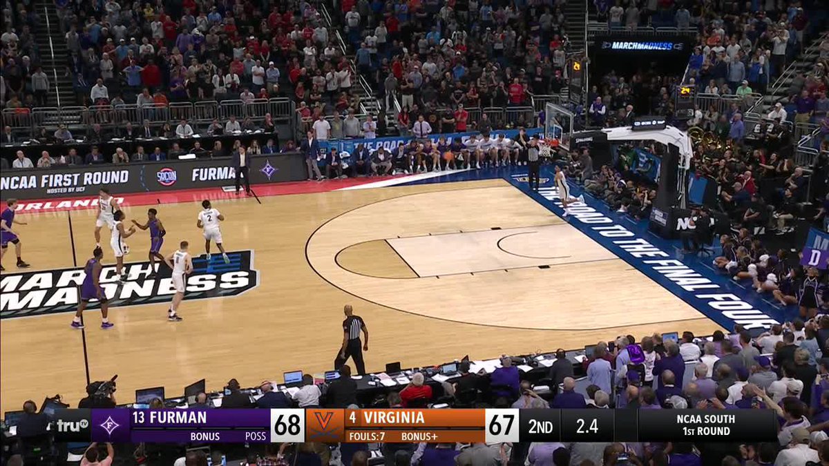 IT'S OVER FURMAN STUNS VIRGINIA 😱 #MarchMadness @FurmanHoops