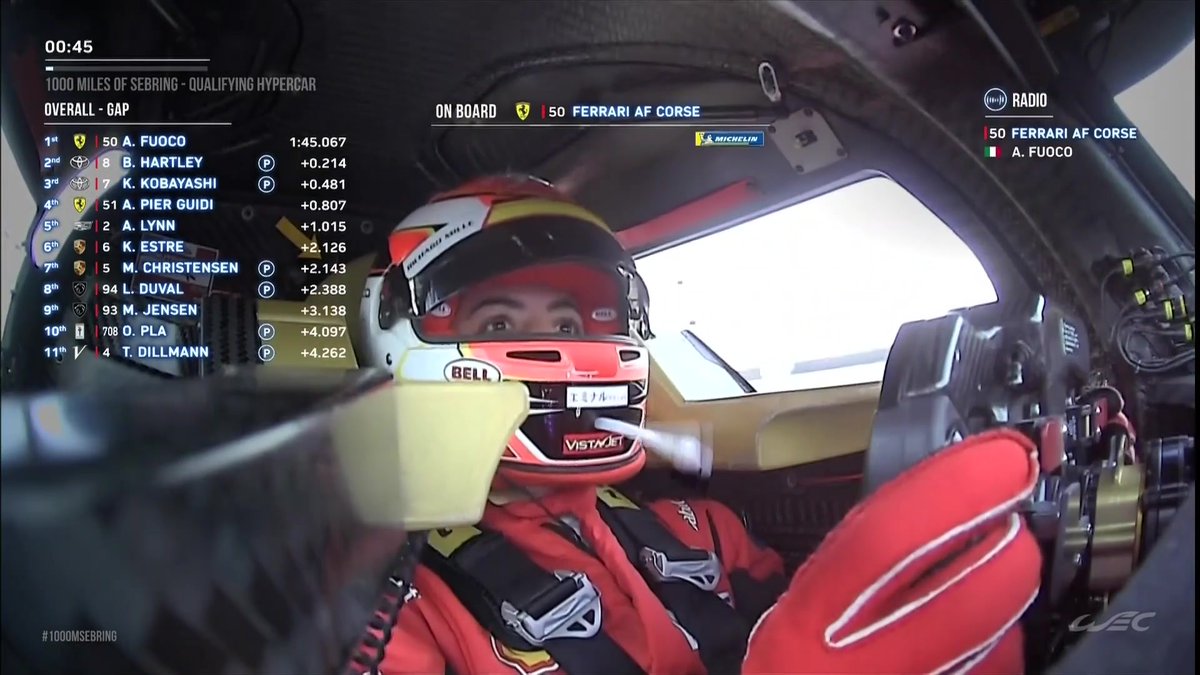 Ferrari make history and take first ever pole position for the 499P in the Hypercar class with Antonio Fuoco clocking a 1:45.067. #WEC #1000MSebring Ferrari Hypercar