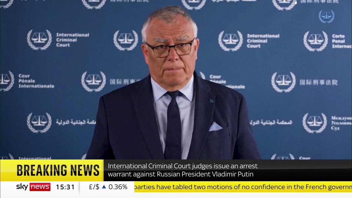 An arrest warrant has been issued against Vladimir Putin, accusing him of being responsible for war crimes committed in Ukraine. The president of the ICC says judges have determined there are "credible allegations" for "the alleged crimes". 📺 Sky 501
