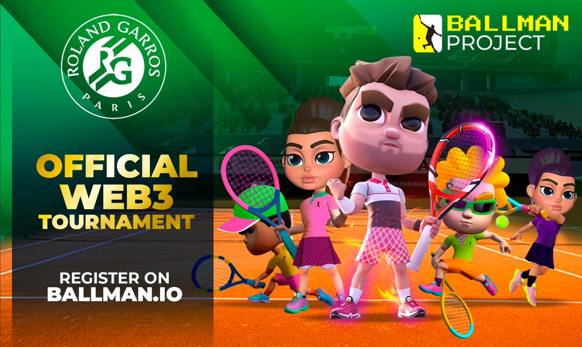 The official Roland-Garros Web3 tournament organized with Ball Man is starting soon! 🎾 Save the date: April 15 🎾 Get your Ballman NFT tennis player: 🎾 Prize Money 25.000$ 🔥🔥🔥 More info: