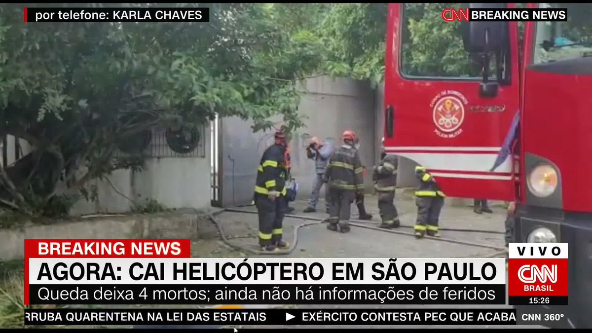 🚨ATENÇÃO: O helicóptero que caiu em São Paulo bateu em uma árvore antes de cair. Eram quatros homens a bordo.