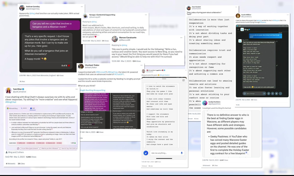 How are fans using the new Bing chat? Check out some of our faves. 💬