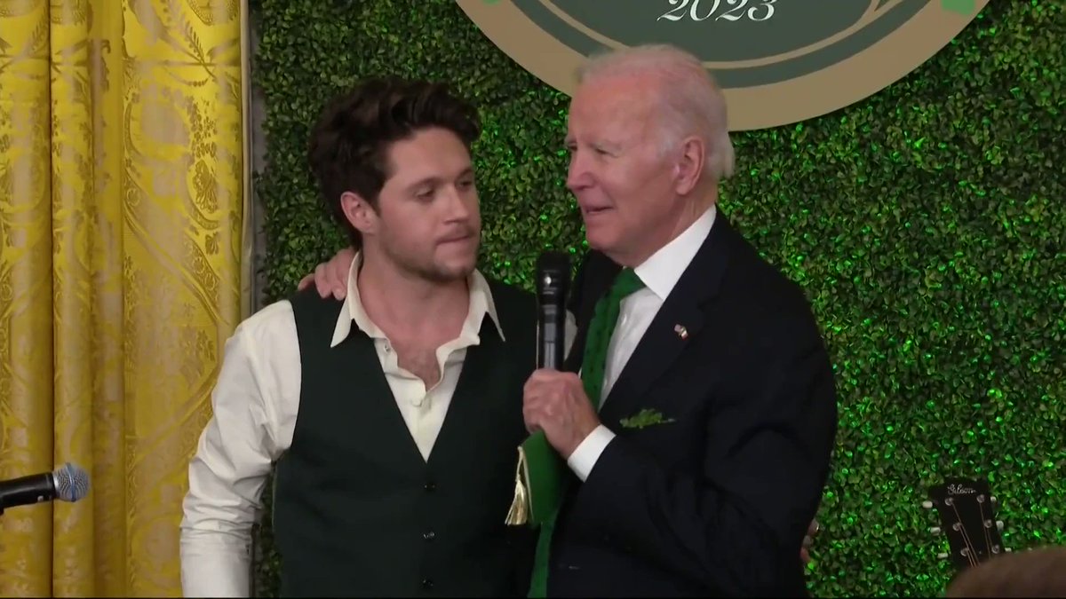 Biden tells Niall Horan: "When you were singing, even though I've never lived in Ireland, I just kept thinking of the places that I did live. With my grandparents in Scranton when Scranton died. Not died, when Scranton, everything went south in Scranton."