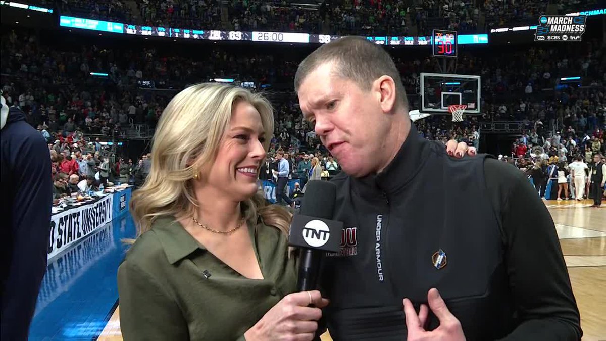 "I'm so proud of this team" FDU coach Tobin Anderson gets emotional discussing the Knights' historic win over Purdue 🙌 #MarchMadness FDU Men's Basketball