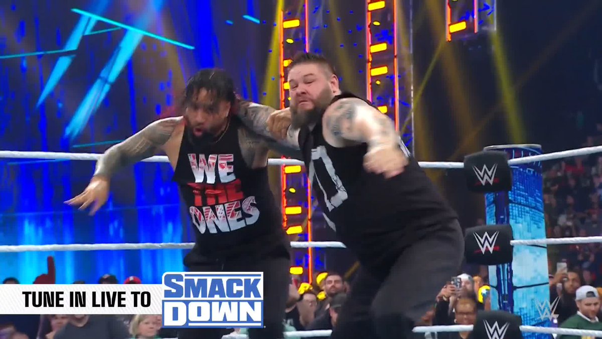 WHAT. A. MOMENT. 🤩 Kevin and Sami Zayn just took on Jimmy and Jey The Usos TOGETHER! And yes, they hugged it out. 🫂 #SmackDown