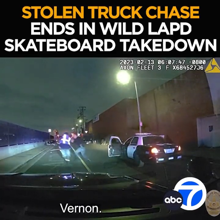 Follow that skateboarder! When a grand theft auto suspect crashes the stolen truck he's driving, he hops out of the driver's seat and onto a skateboard. Eyewitness News with the skateboard takedown, and controversy after the arrest. Tonight at 11 from ABC7