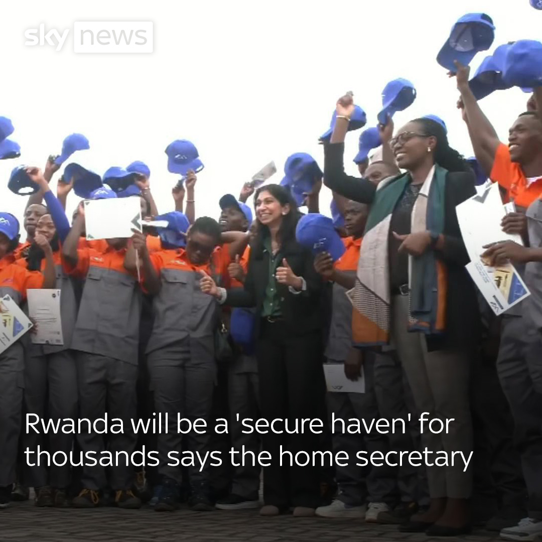 Home Secretary Suella Braverman 'delighted' with Rwanda partnership which she says, will create 'secure haven and home for many thousands of people'. Read more: