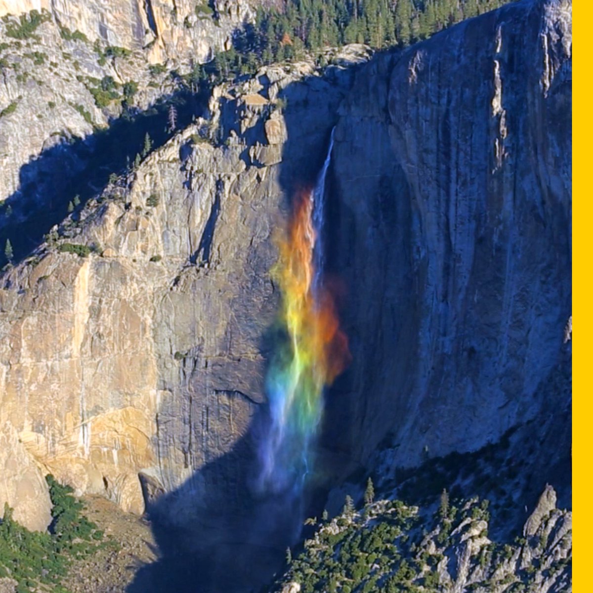 This footage of rainbow mist rolling off Yosemite Falls is truly mesmerizing.