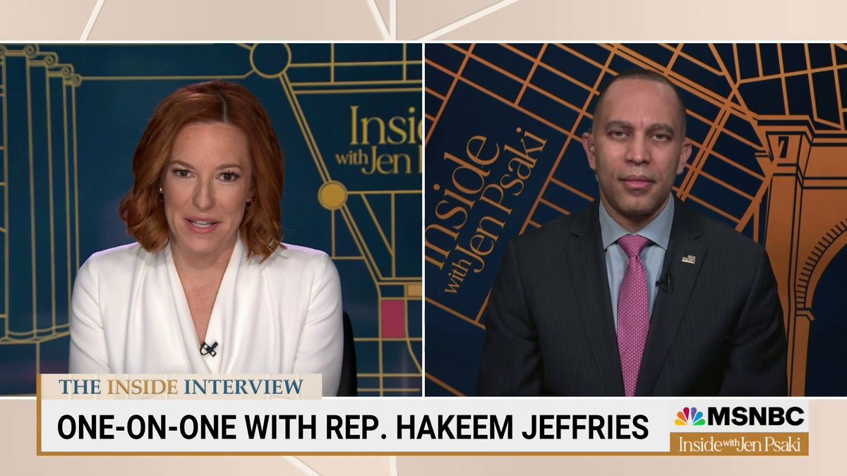 "The extreme MAGA Republicans as a group want to defund the FBI, investigate and intimidate law enforcement and continue to coddle violent insurrectionists who tried to overthrow the government." Hakeem Jeffries tells Jen Psaki in an exclusive interview.