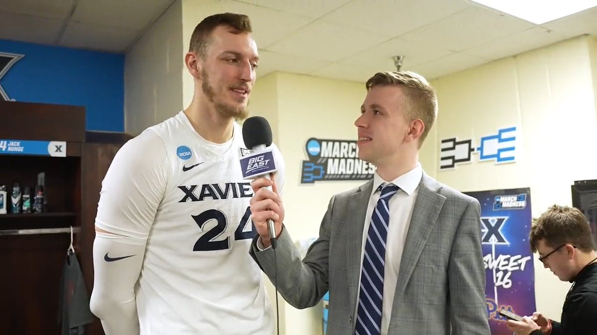 "This is everything. Moments like this are everything I've been working for." An emotional Jack Nunge joined Paul Fritschner after helping Xavier Basketball to the Sweet 16! #BEdancing x #MarchMadness