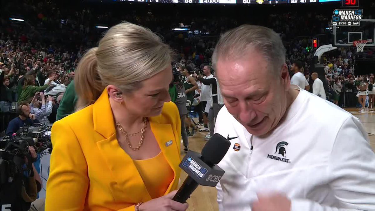 Coach Izzo is moved to tears after Michigan State Men's Basketball secured a spot in the Sweet 16 ❤️ #MarchMadness