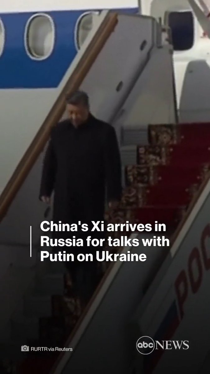 Chinese Pres. Xi Jinping arrives in Moscow for meeting with Russian Pres. Vladimir Putin amid Ukraine war.