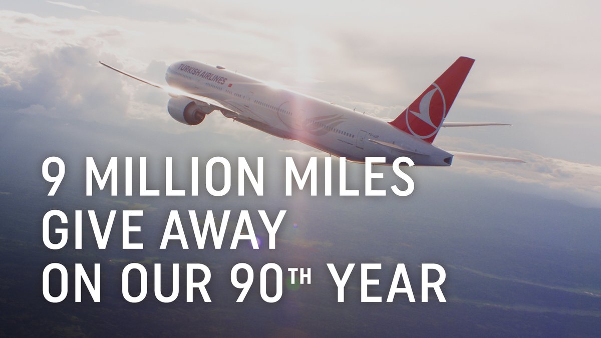 ✈️ We're giving away 9 million Miles&amp;Smiles Miles to 90 people! Submit your ideas to our 90th Anniversary Idea Contest to become one of the 5 category winners to be awarded 300,000 Miles or one of the 18 finalists in each category to win valuable prizes. #TurkishAirlines