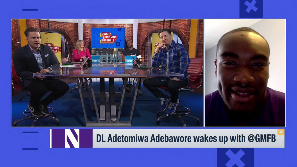 . Northwestern Football's Adetomiwa Adebawore wakes up with GMFB to talk about the combine, his teammates, and his royal heritage 🤯