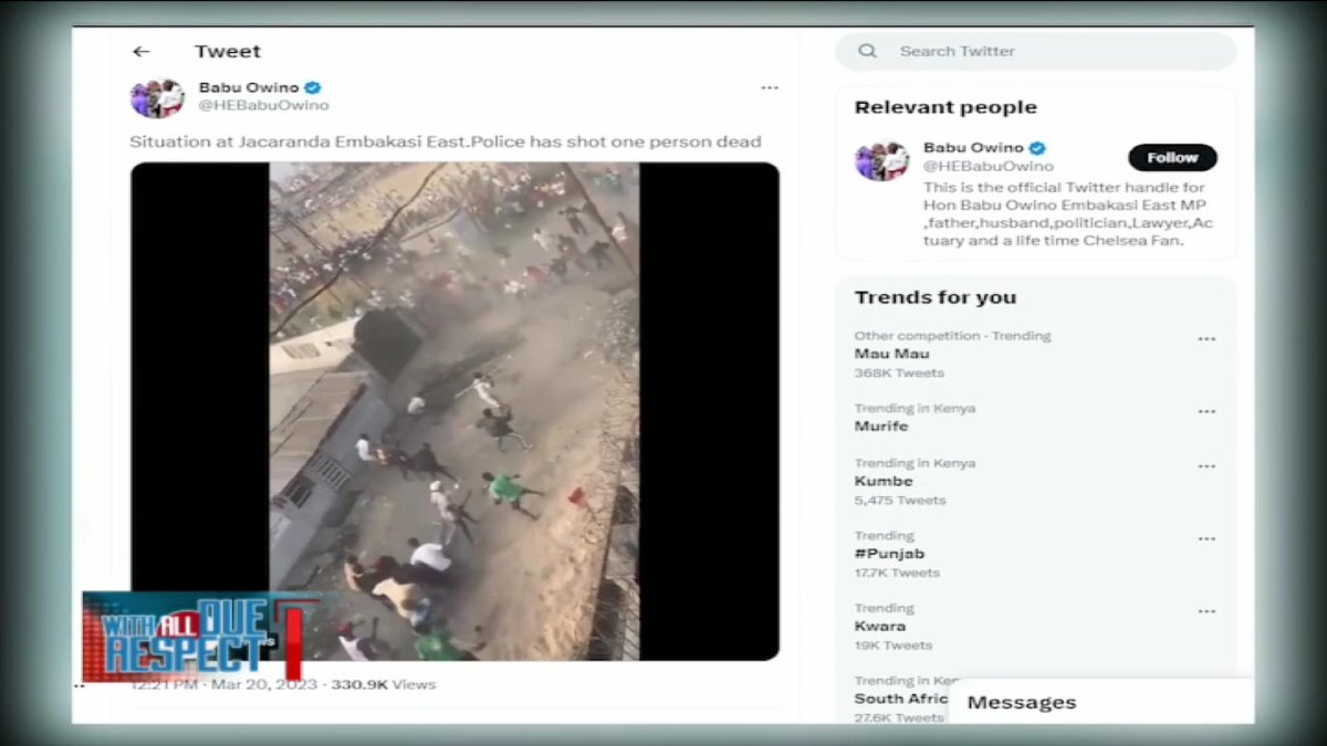 Fact Check: Embakasi East MP Babu Owino publishes false, misleading video of violence on his social media alleging that the police had shot, killed a person during the Azimio protests #WADR James Smart