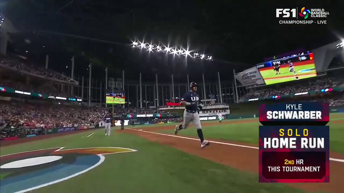 SCHWARBER TAKES THAT ONE OUT OF HERE! USA is within 1 run in the 8th!