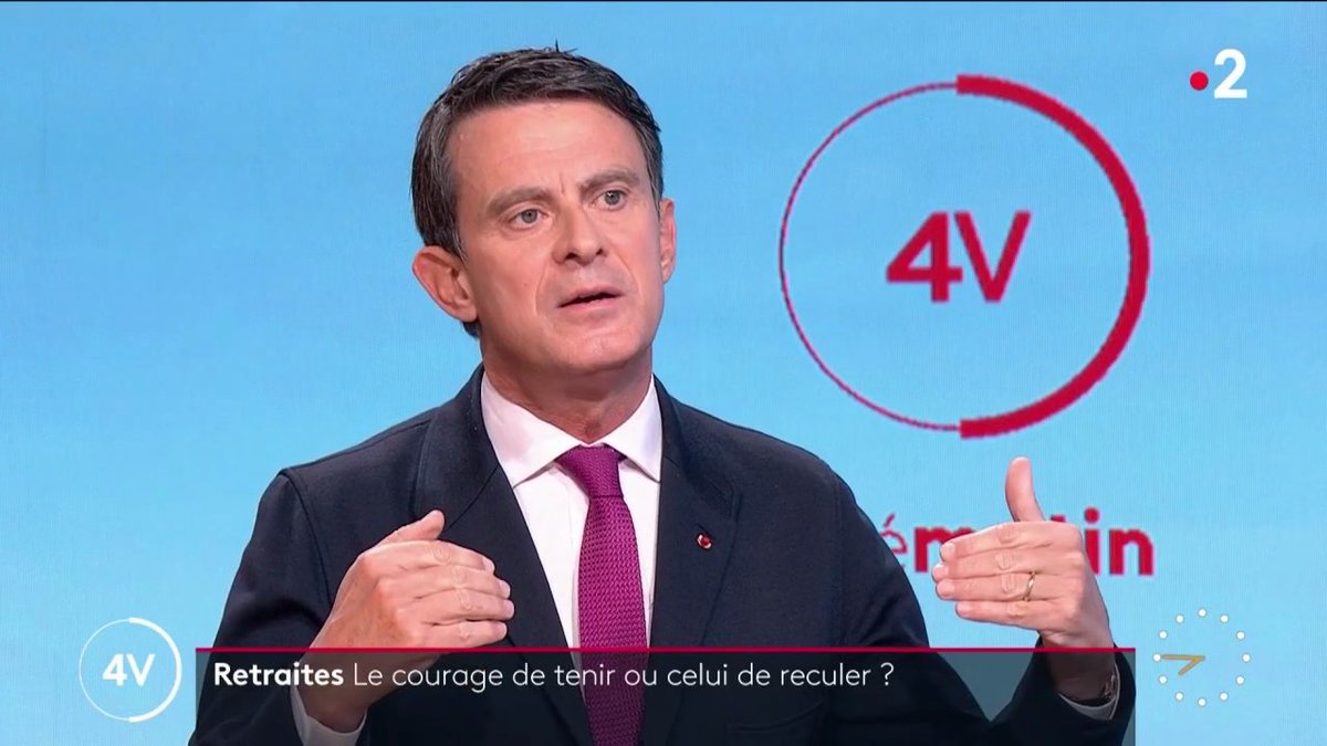 🔴⚡️ Pour Manuel Valls, Emmanuel Macron « a raison de rappeler la légitimité démocratique ». « On s’habitue à la violence dans la rue, à la violence des mots à l’Assemblée nationale. » dénonce l’ancien Premier ministre. #RéformeDesRetraites #Retraites