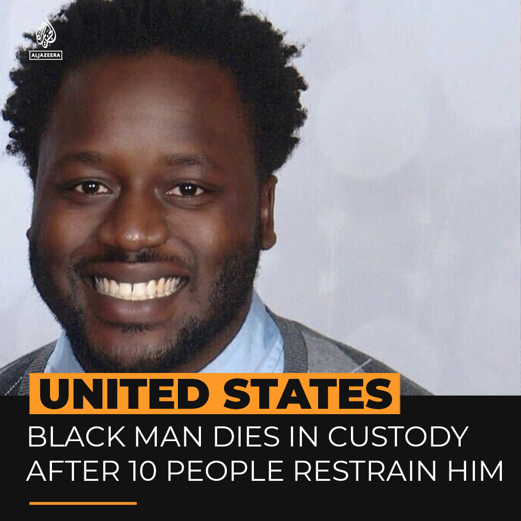 Surveillance cameras filmed the final moments of a Black man who died after 10 police officers and medical staff held him down in Petersburg, US ⤵️