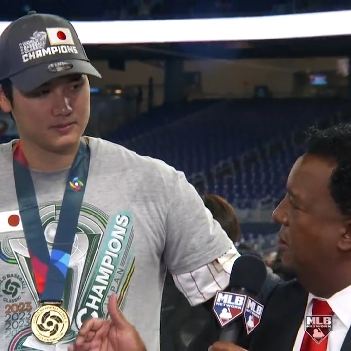 Game recognize game 🤝 Pedro Martinez had a message for Shohei after winning the #WorldBaseballClassic championship 🇯🇵