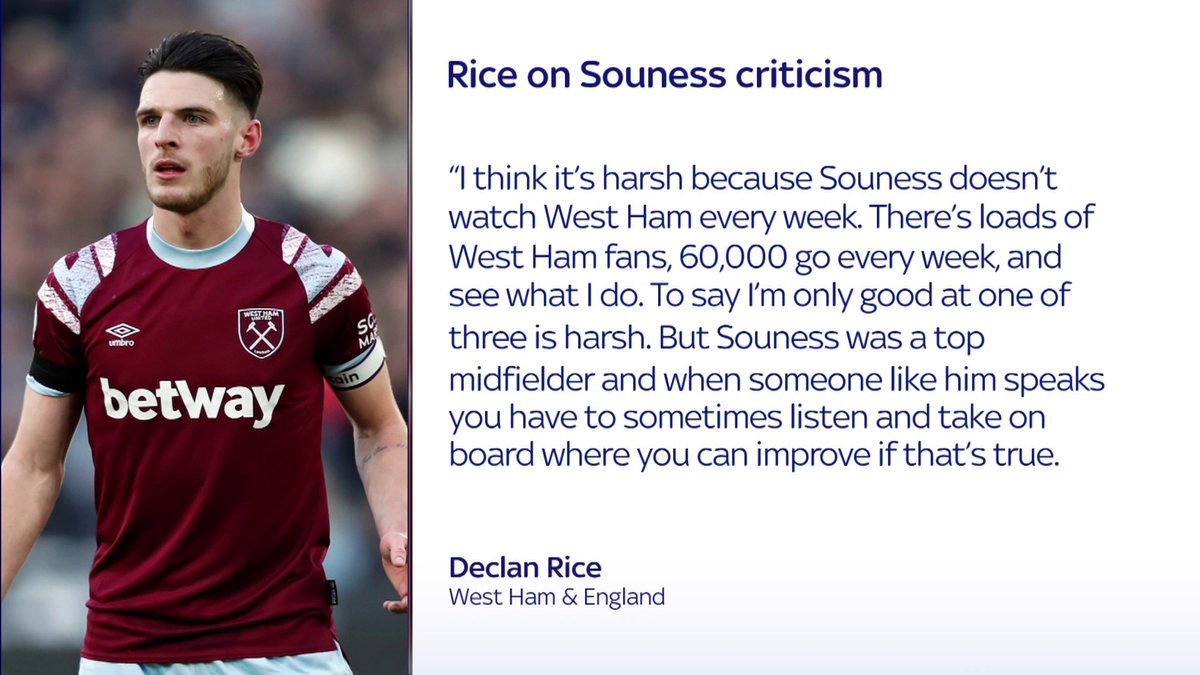 "I think it's harsh" 😬 Declan Rice has responded to criticism from Graeme Souness