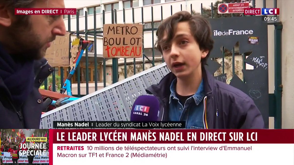 🔴🗣️ #Greve23Mars : "On va continuer à exiger le retrait pur et dur de la réforme", déclare Manès Nadel, leader du syndicat La Voix lycéenne 📺 Paul Larrouturou dans #ToutEstPol | #LTI présenté par Elizabeth Martichoux