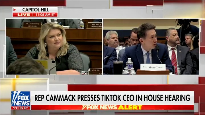 WATCH: Congresswoman Kat Cammack SLAMS TikTok CEO for failing to address a direct death threat to Energy and Commerce Committee Chairwoman CathyMcMorrisRodgers on his own app. If this hearing made one thing clear, it’s that TikTok can’t be trusted to protect the safety of 130M+ Americans, let alone one person.