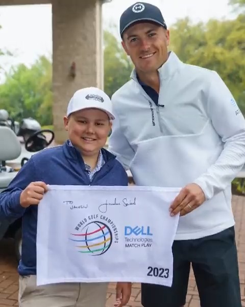 "I was speechless at first when I saw him." 🥹 Jackson, a 12-year-old diagnosed with Acute Lymphoblastic Leukemia, got the chance to meet his idol Jordan Spieth this week @DellMatchPlay.