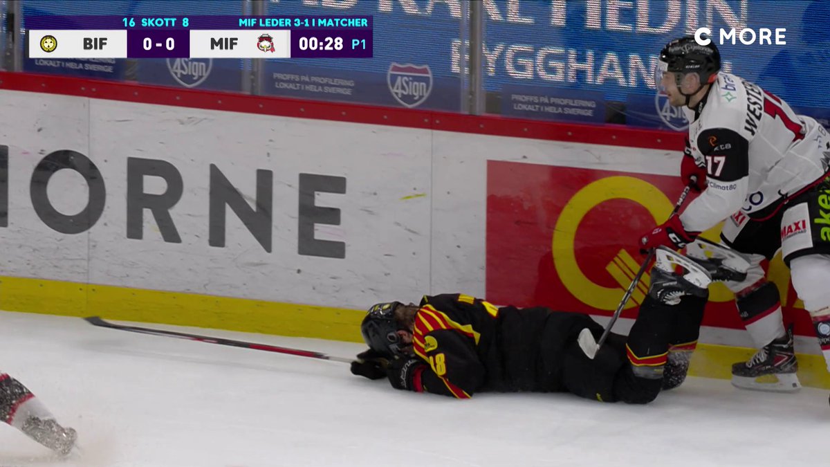 Malmös Pathrik Westerholm åker på matchstraff efter tacklingen på Timashov.