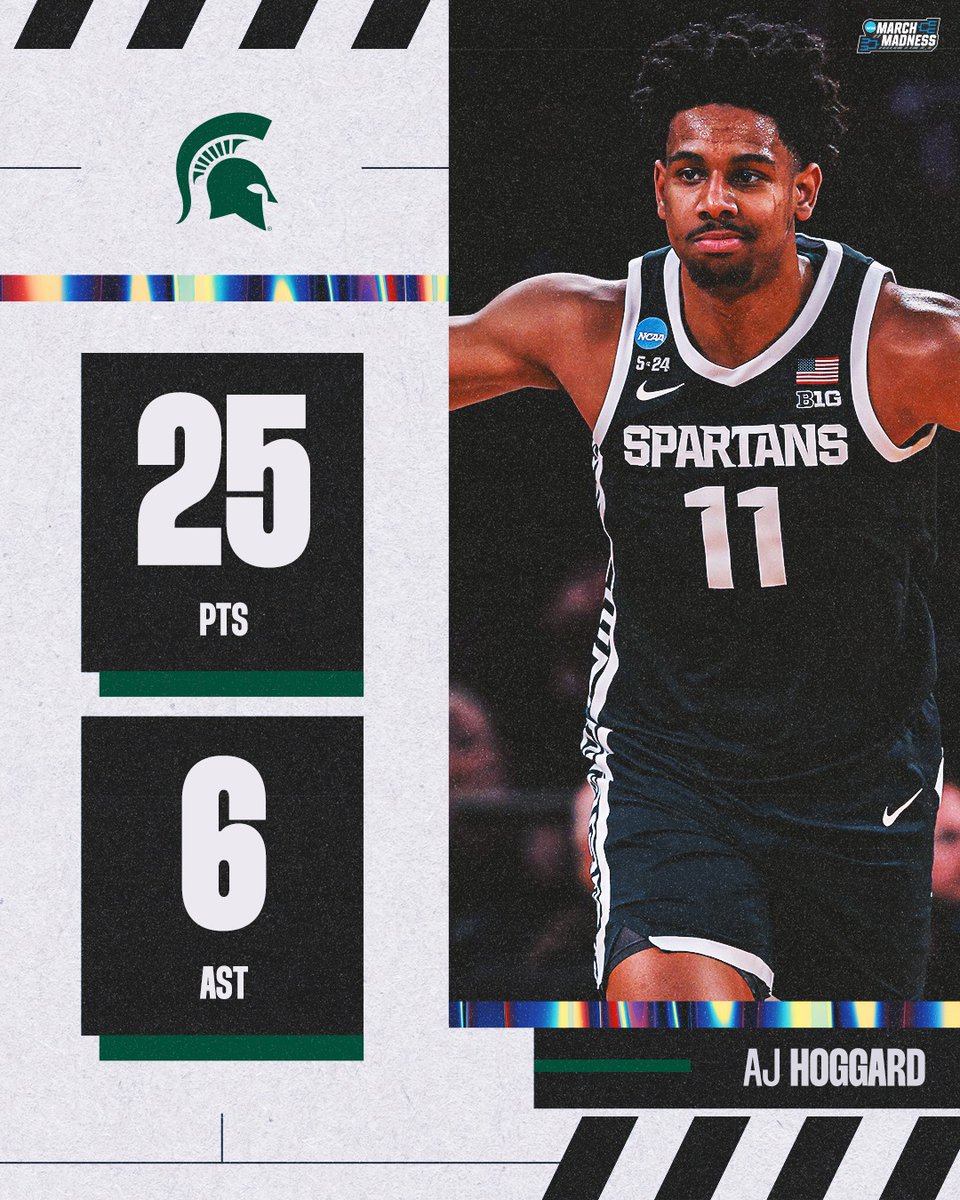 An incredible effort from AJ Hoggard tonight 👏 #MarchMadness Michigan State Men's Basketball