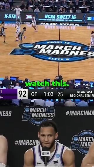 “Watch this.” 👀 Markquis Nowell (Markquis Nowell) had some words for IT & Mateen Cleaves before he dropped that ridiculous lob to Keyontae Johnson 🥶 #MarchMadness K-State Men's Basketball