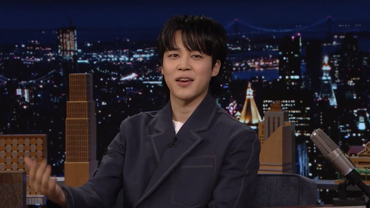 #Jimin thanks ARMY for their support that led to 방탄소년단 being nominated for five #GRAMMYs. #JiminOnFallon