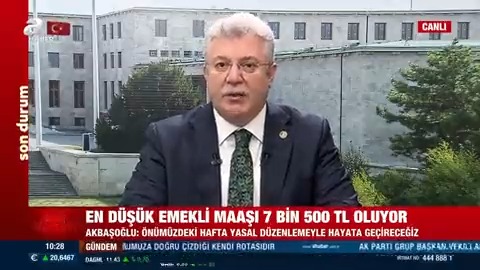 En düşük emekli maaşı 7 bin 500 TL oluyor AK Parti Grup Başkanvekili Av. M.Emin AKBAŞOĞLU 🇹🇷: Önümüzdeki hafta yasal düzenlemeyle hayata geçireceğiz