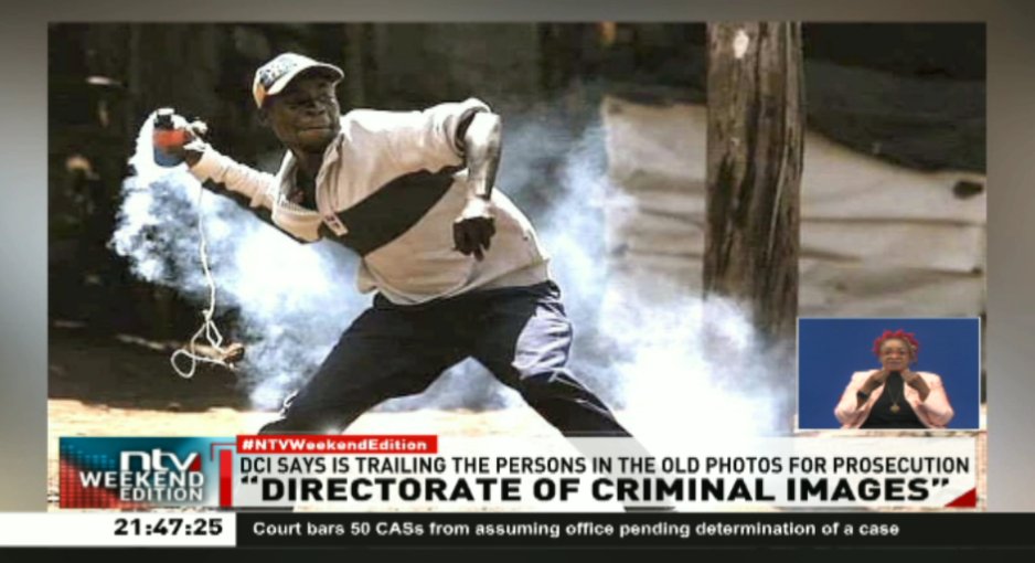 "Directorate of Criminal Images" Most of the photos published by DCI purported to be from Monday demos were not from Monday's demonstrations. The DCI has knowingly, willingly and with intent, chosen to publish false and misleading information. #NTVWeekendEdition Brian Obuya