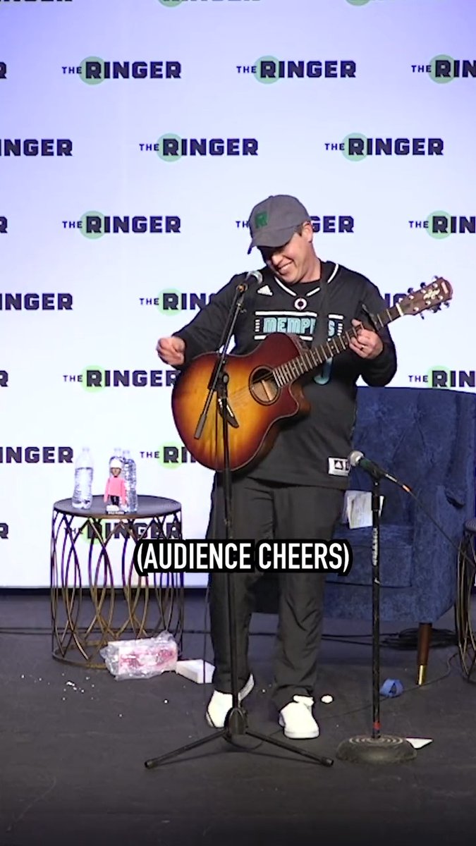 🎵 He’s Kevin O’Pelican 🎵 Chris Vernon welcomed @KevinOConnorNBA to Memphis with a surprise acoustic bop during their live show.