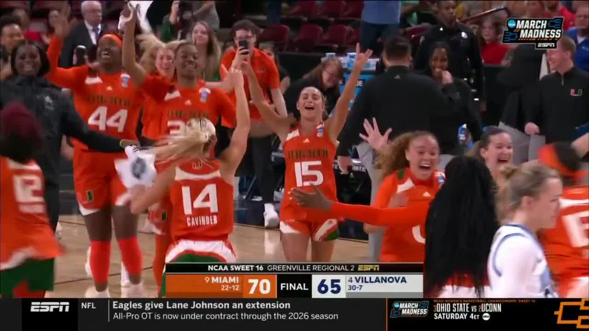HISTORY CONTINUES FOR THE HURRICANES THEIR FIRST ELITE EIGHT IN PROGRAM HISTORY #MarchMadness x Hurricanes Women’s Basketball