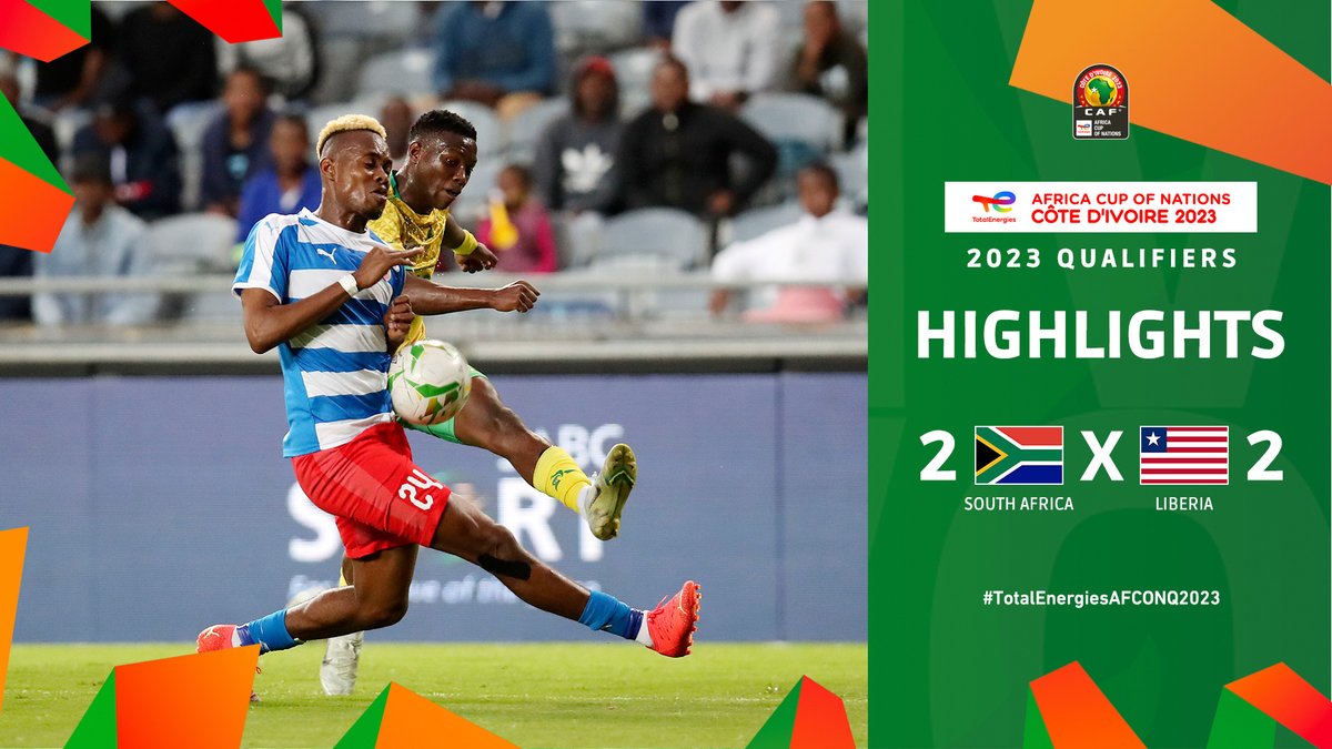 📹 HIGHLIGHTS: 🇿🇦 2-2 🇱🇷 A stunning comeback from Liberia who snatched a point from South Africa in a group K encounter! #TotalEnergiesAFCONQ2023
