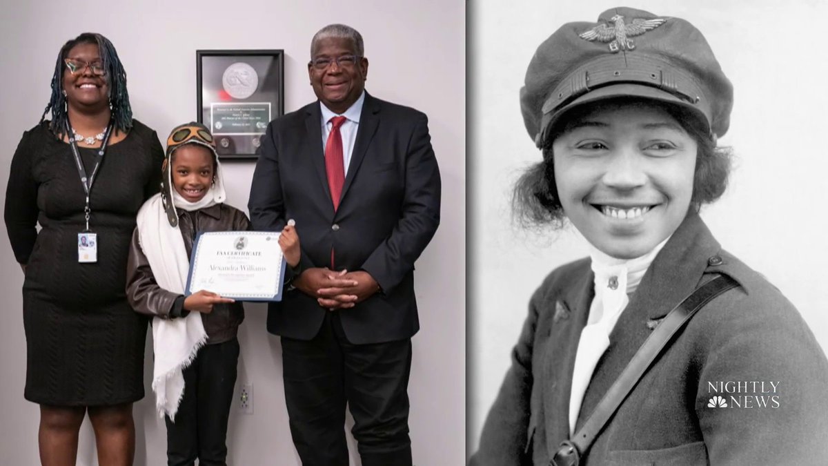 Third grader Alexandra Williams got to give a presentation on Bessie Coleman, the first African American woman to earn a pilot’s license in the U.S., to the FAA after her school project was vetoed by her teacher. Yamiche Alcindor shares this story.