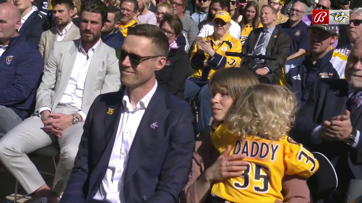 "Pekka, we will never forget what you have done for the Predators and we thank you from the bottom of our hearts." David Poile's speech honoring Pekka Rinne 💛 Nashville Predators | #Smashville
