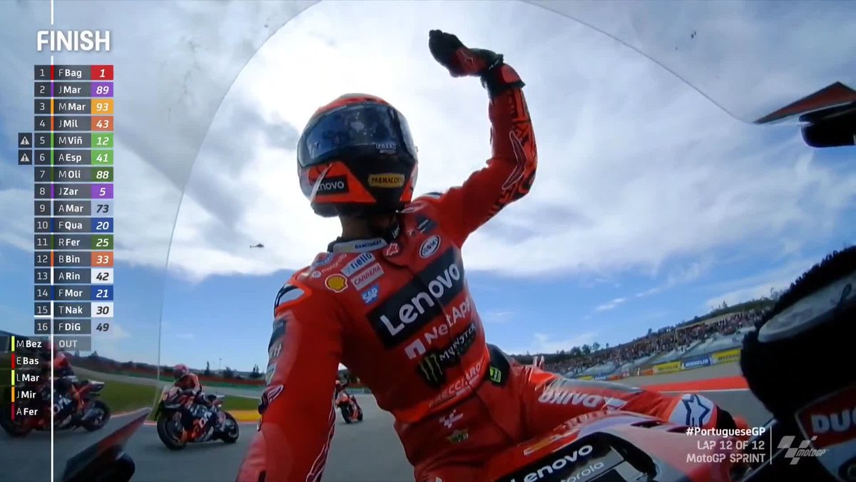 What an EPIC introduction to the #TissotSprint! 🔥 Pecco Bagnaia starts life with the #1 as number 1! 🥇 #PortugueseGP 🇵🇹