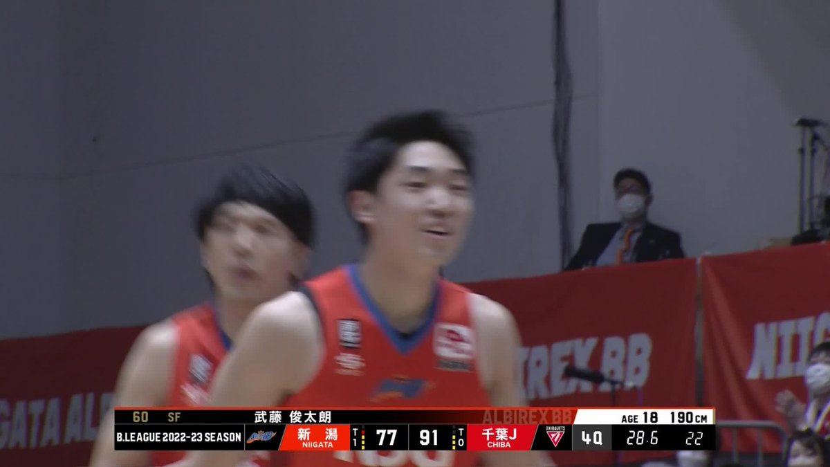 18歳の #Bリーグ 初得点!! 新潟#60 武藤のレイアップシュートに会場からは大きな拍手👏👏 新潟アルビレックスBB🏀