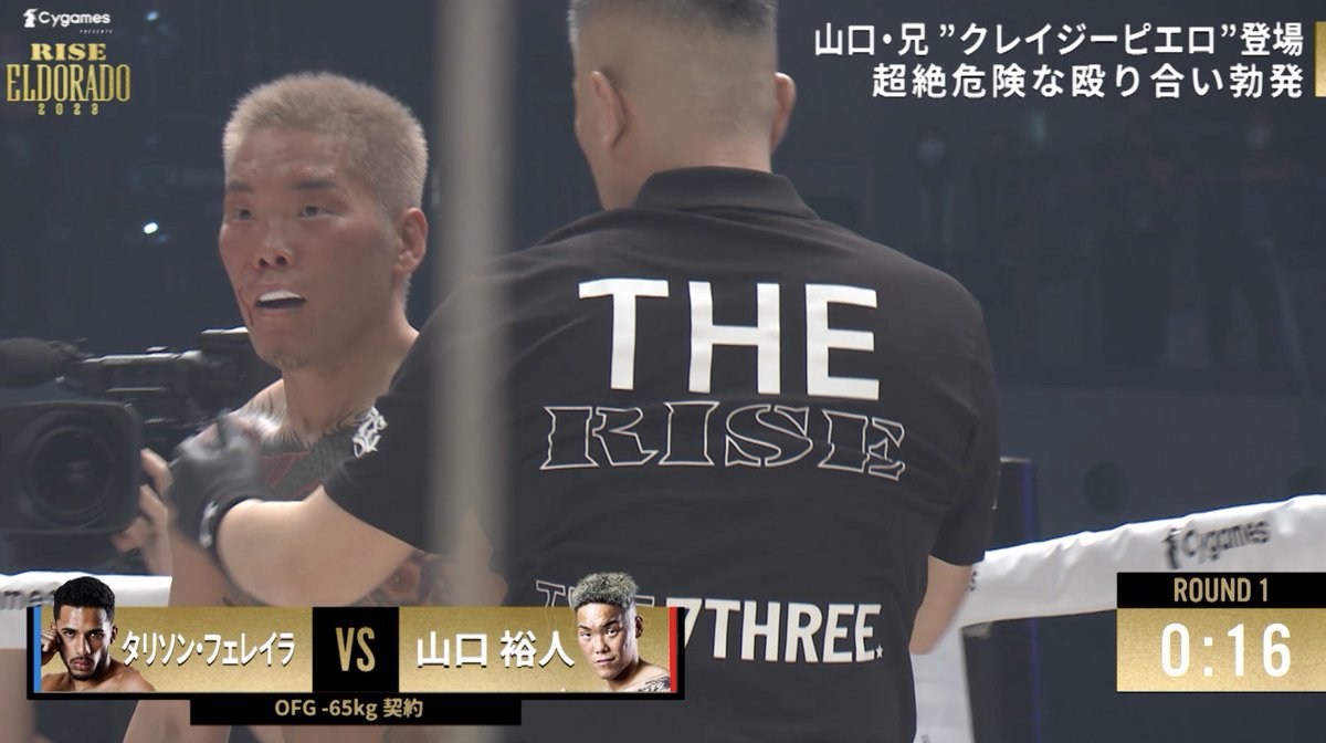 【今だけ無料でフル視聴可能】#RISE_ELDRD ◤￣オープンフィンガーマッチ＿◢ 👊#山口裕人 👊#タリソン”Crazy Cyclone”フェレイラ 開始から一歩も引かずにダウンを取り合う両者🔥 クレイジー対決の結末は…⁉️ #最強RISE RISE OFFICIAL
