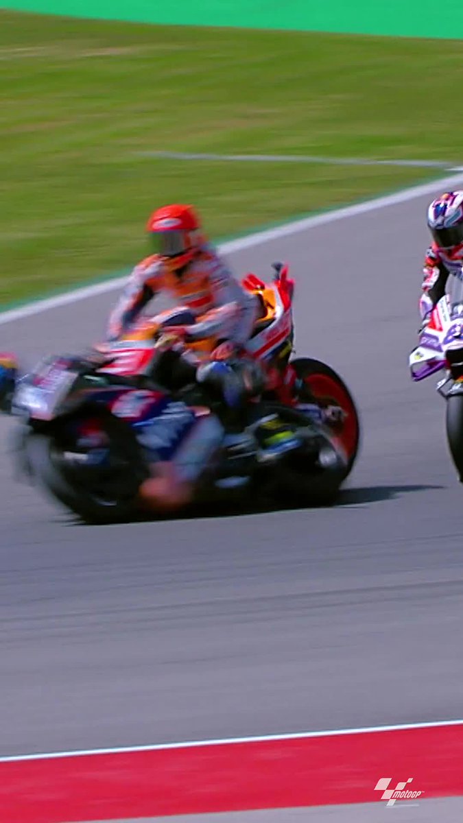Home hero Miguel Oliveira #88 couldn't see it coming! 💥 Marc Márquez clipped Jorge Martín Almoguera and wiped the RNF MotoGP Team rider out of contention ⚠️ #PortugueseGP 🇵🇹