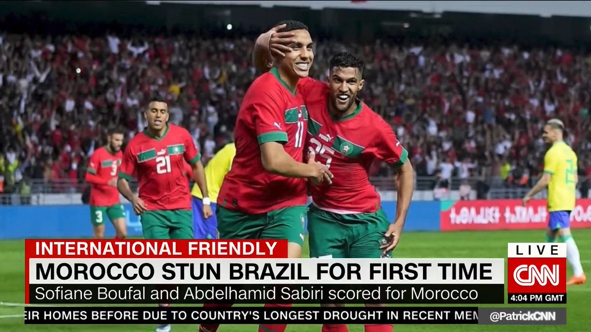 "One day an African team will bring the World Cup to Africa." Morocco is leading African football, fans declared as the Atlas Lions beat Brazil 2-1 for the first time ever. I went to watch it in Tangier 🇲🇦 CNN Football