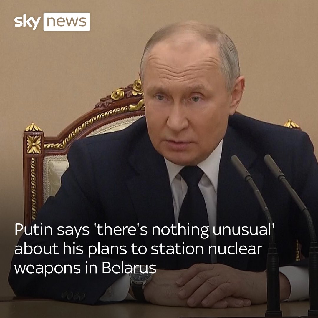 President Putin has said that deploying tactical nuclear weapons in Belarus follows the lead of the US, who have nuclear weapons based in NATO countries in Europe Read more:
