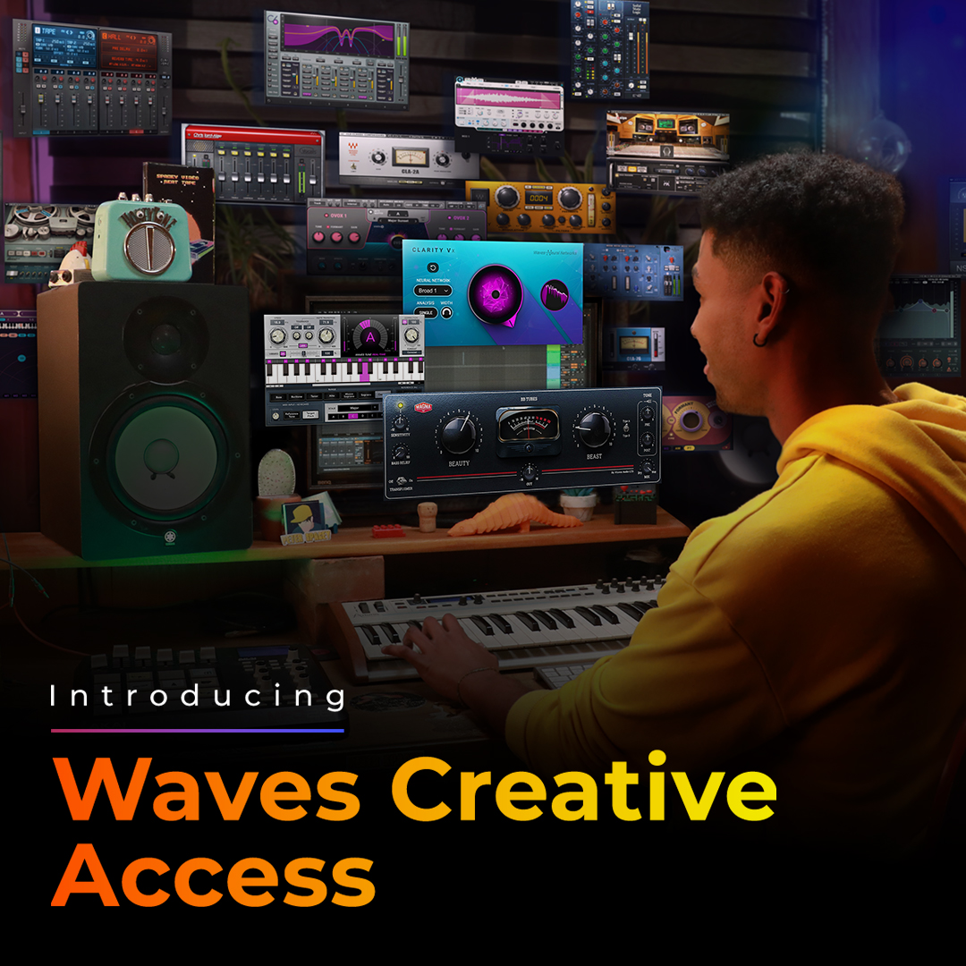 Introducing Waves Creative Access 🙌 The new exclusive way to get Waves plugins. All Waves plugins, available in a click, always up to date, always adding the latest releases to your sessions—all in one easy subscription. 𝐒𝐓𝐀𝐑𝐓 𝟕 𝐃𝐀𝐘𝐒 𝐅𝐑𝐄𝐄: