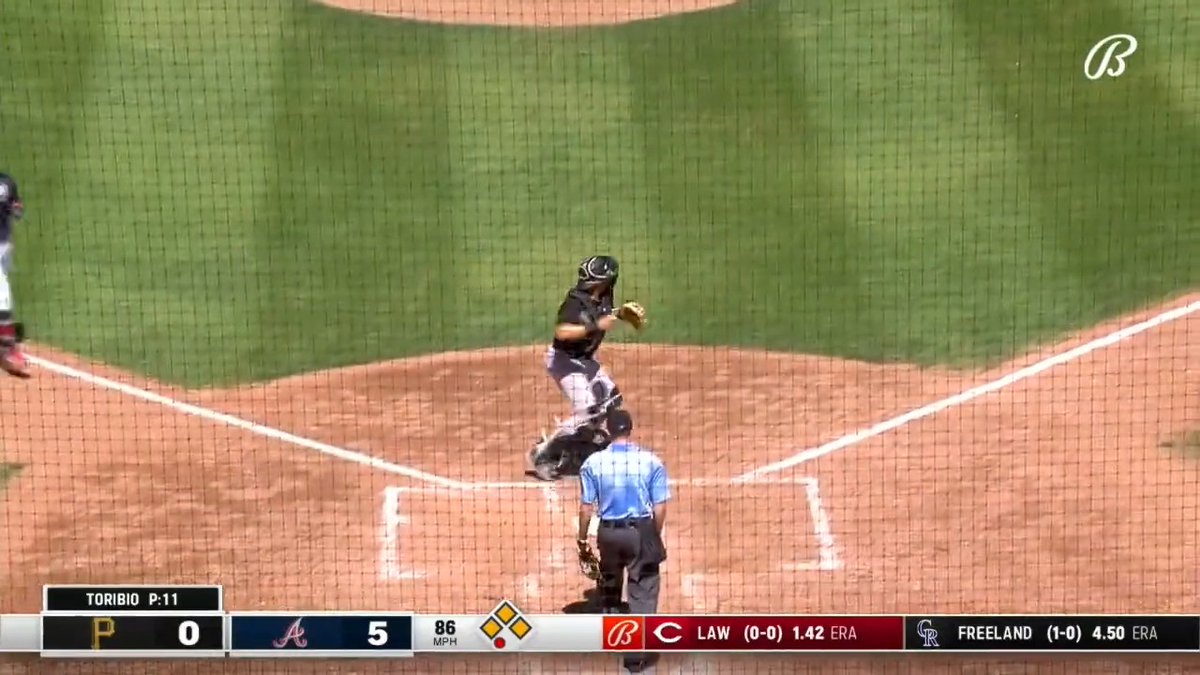 The Pittsburgh Pirates execute the rare, but perfectly turned, 3-2-3 double play.