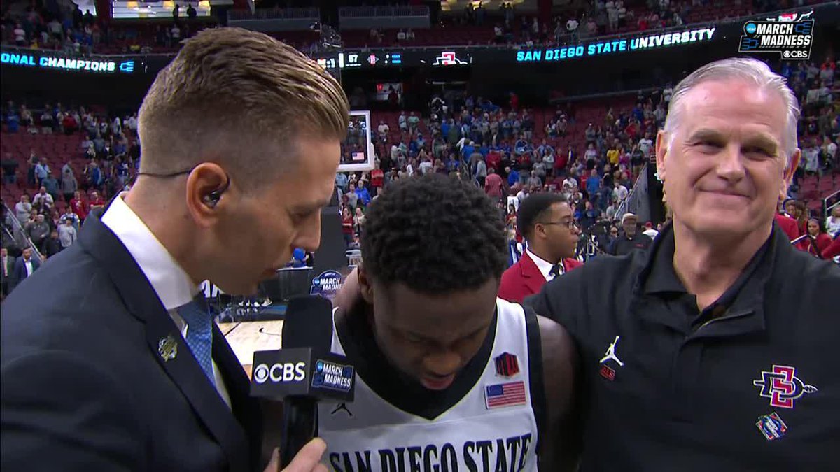 "It's all about believing in yourself" ๐ An emotional Darrion Trammell is lost for words after San Diego State earned its first trip to the Final Four #MarchMadness