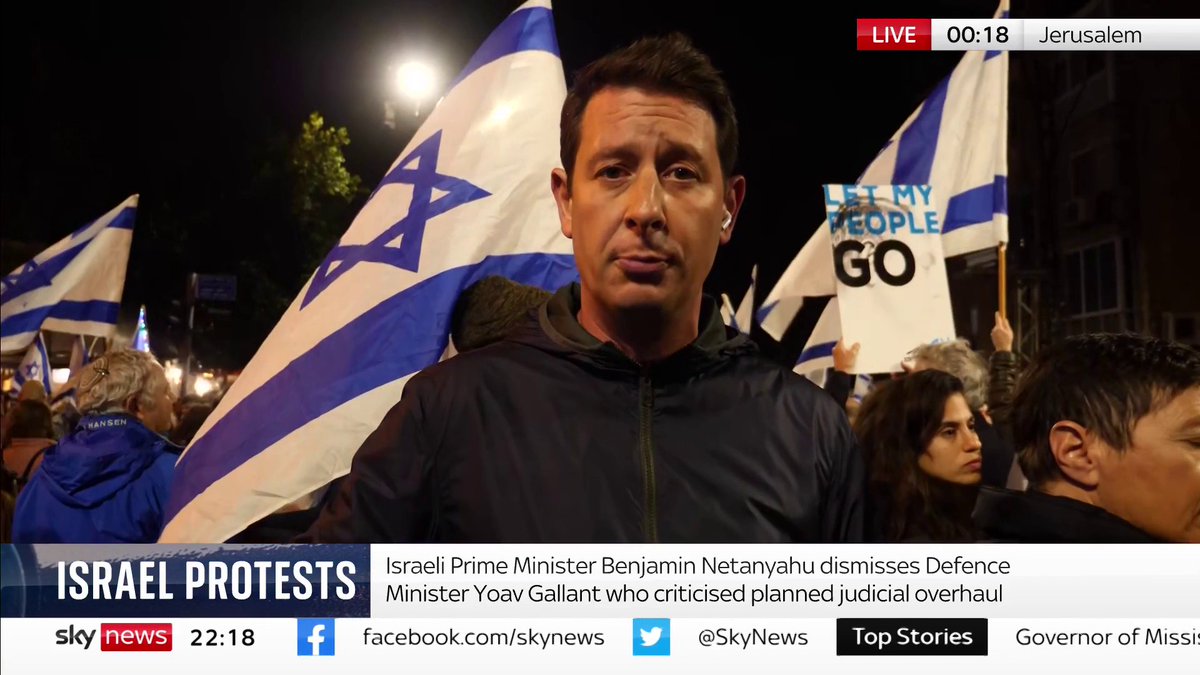 Thousands have turned out in Tel Aviv and Jerusalem to protest after Israel's Benjamin Netanyahu fired his defence minister who criticised plans for an overhaul of the country's judiciary. Sky's Alistair Bunkall has the latest Latest: 📺 Sky 501