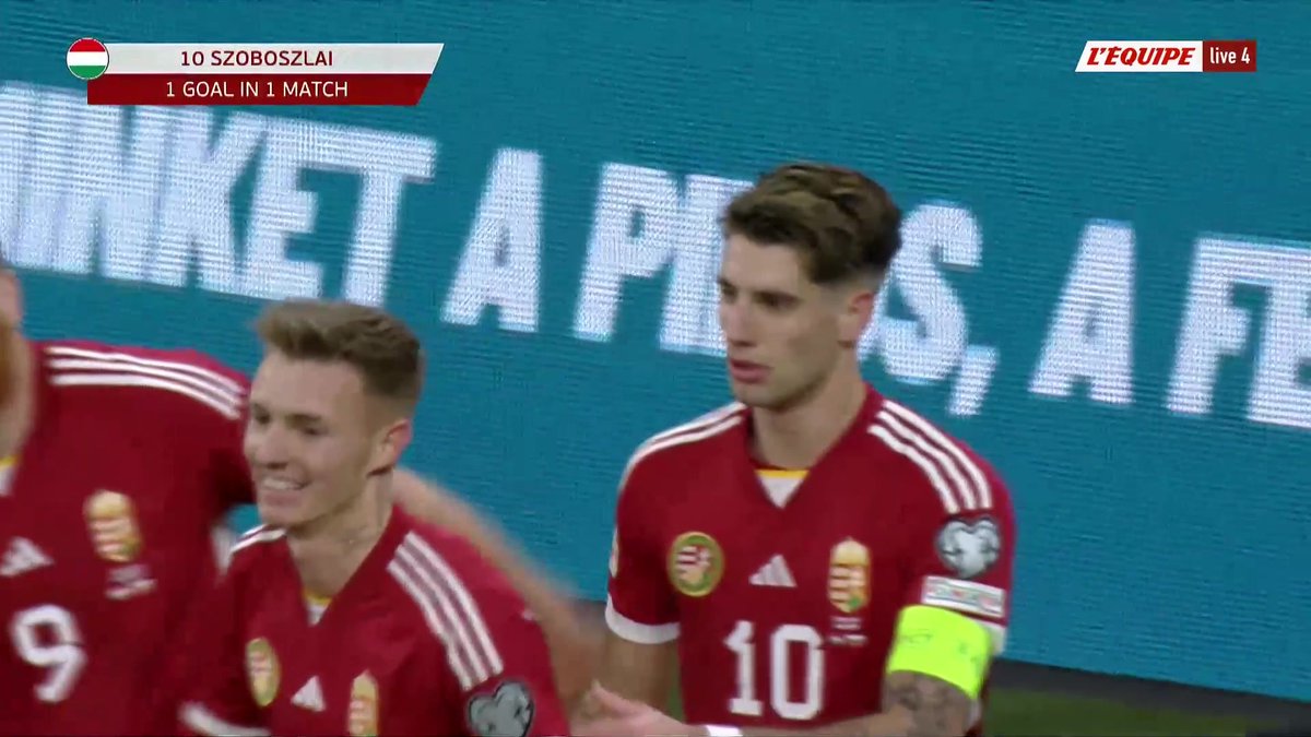 Le coup franc parfait de Dominik Szoboszlai avec la Hongrie. 🚀🇭🇺 Pleine lucarne. 🤩🕸️ 🎥 L'Équipe